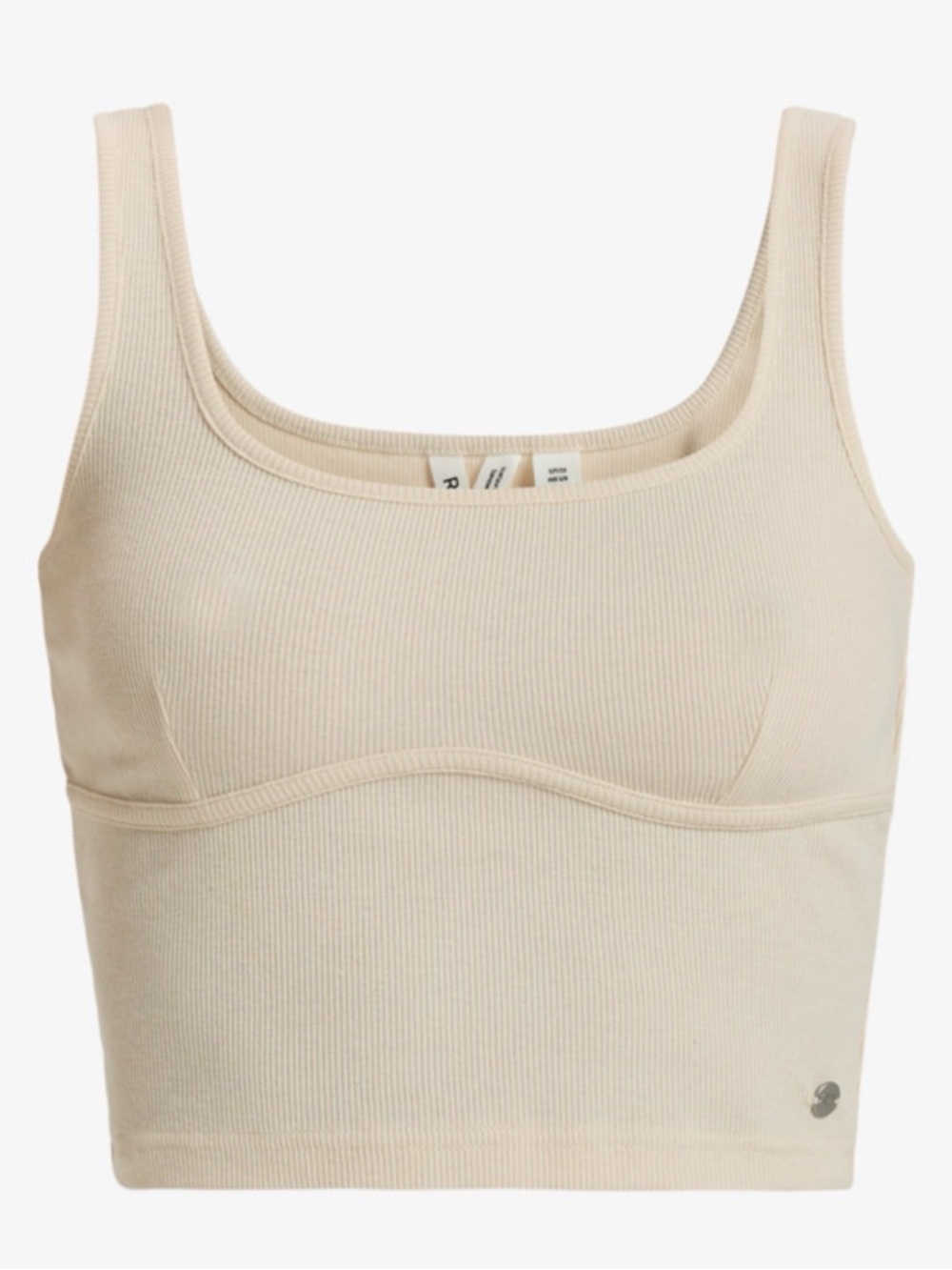 Roxy Cream Ribbed Crop Tank - Picture 2 of 6